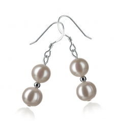 6-7mm A Quality Freshwater Cultured Pearl Earring Pair in Cerella White