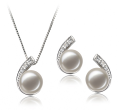 7-8mm AA Quality Freshwater Cultured Pearl Set in Claudia White