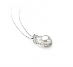 9-10mm AA Quality Freshwater Cultured Pearl Pendant in Isabella White