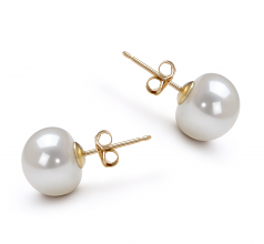 10-10.5mm AAA Quality Freshwater Cultured Pearl Earring Pair in White