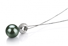 10-10.5mm AAA Quality Tahitian Cultured Pearl Pendant in Cecilia Black