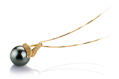 12.5-13mm AAA Quality Tahitian Cultured Pearl Pendant in Mina Black