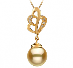 10-11mm AAA Quality South Sea Cultured Pearl Pendant in Prudence Gold