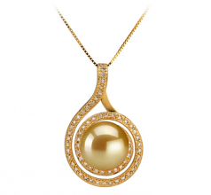 12-13mm AAA Quality South Sea Cultured Pearl Pendant in Catalina Gold