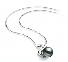 10-10.5mm AAA Quality Tahitian Cultured Pearl Pendant in Dominique Black