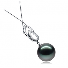 11-12mm AAA Quality Tahitian Cultured Pearl Pendant in Teardrop Black