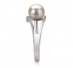 7-8mm AAA Quality Freshwater Cultured Pearl Ring in Jenna White