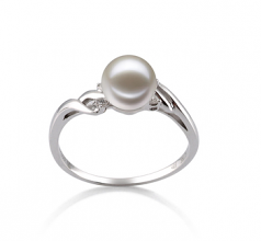 6-7mm AAAA Quality Freshwater Cultured Pearl Ring in Andrea White