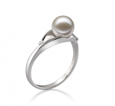 6-7mm AAAA Quality Freshwater Cultured Pearl Ring in Tanya White