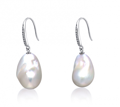 14-15mm AA+ Quality Freshwater - Edison Cultured Pearl Earring Pair in White