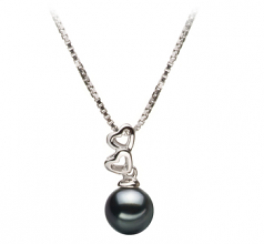 6-7mm AA Quality Japanese Akoya Cultured Pearl Pendant in Amber Black