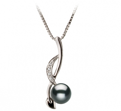 6-7mm AA Quality Japanese Akoya Cultured Pearl Pendant in Diana Black