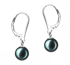 7-8mm AA Quality Japanese Akoya Cultured Pearl Earring Pair in Marcella Black