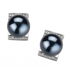 8-9mm AA Quality Japanese Akoya Cultured Pearl Earring Pair in Francine Black