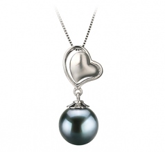 8-9mm AA Quality Japanese Akoya Cultured Pearl Pendant in Cora Black