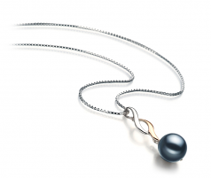 8-9mm AA Quality Japanese Akoya Cultured Pearl Pendant in Pennie Black