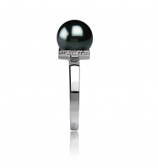 8-9mm AA Quality Japanese Akoya Cultured Pearl Ring in Francine Black