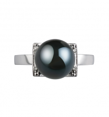 8-9mm AA Quality Japanese Akoya Cultured Pearl Ring in Francine Black