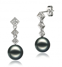 8-9mm AAA Quality Japanese Akoya Cultured Pearl Set in Rozene Black