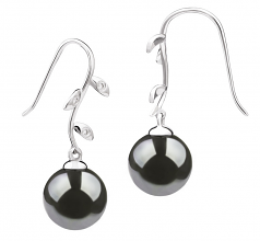 9-10mm AAA Quality Tahitian Cultured Pearl Earring Pair in Honora Black