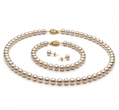 6-7mm AAA Quality Freshwater Cultured Pearl Set in White