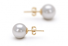 8.5-9mm AAA Quality Japanese Akoya Cultured Pearl Earring Pair in White