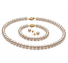 6-7mm AAAA Quality Freshwater Cultured Pearl Set in White