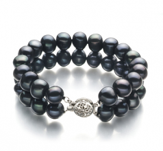 8-9mm A Quality Freshwater Cultured Pearl Bracelet in Black