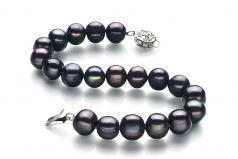 8-9mm A Quality Freshwater Cultured Pearl Bracelet in Kaitlyn Black