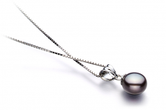 9-10mm AA Quality Freshwater Cultured Pearl Pendant in Nancy Black