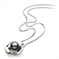 9-10mm AA Quality Freshwater Cultured Pearl Pendant in Rocio Black