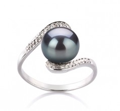 9-10mm AA Quality Freshwater Cultured Pearl Ring in Chantel Black