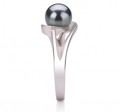 6-7mm AAA Quality Freshwater Cultured Pearl Ring in Clare Black