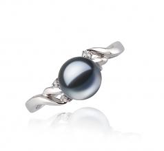 6-7mm AAAA Quality Freshwater Cultured Pearl Ring in Andrea Black