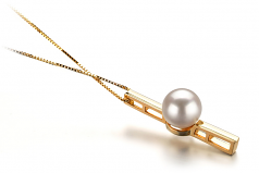 7-8mm AA Quality Japanese Akoya Cultured Pearl Pendant in Johana White