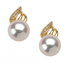 8-9mm AAA Quality Japanese Akoya Cultured Pearl Earring Pair in Anastasia White