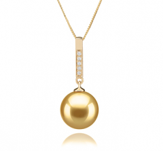 10-11mm AAA Quality South Sea Cultured Pearl Pendant in Janet Gold
