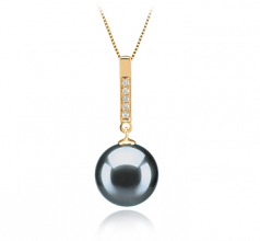 10-11mm AAA Quality Tahitian Cultured Pearl Pendant in Janet Black