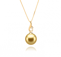 10-11mm AAA Quality South Sea Cultured Pearl Pendant in Darlene Gold