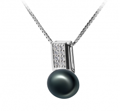 8-9mm AAA Quality Freshwater Cultured Pearl Pendant in Alina Black