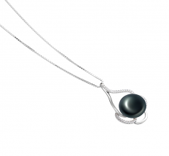 12-13mm AA Quality Freshwater Cultured Pearl Pendant in Alyssa Black