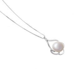 12-13mm AA Quality Freshwater Cultured Pearl Pendant in Alyssa White