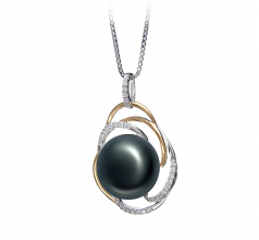12-13mm AA Quality Freshwater Cultured Pearl Pendant in Zina Black