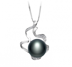 12-13mm AA Quality Freshwater Cultured Pearl Pendant in Oceane Black