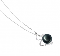 12-13mm AA Quality Freshwater Cultured Pearl Pendant in Oceane Black