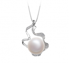 12-13mm AA Quality Freshwater Cultured Pearl Pendant in Oceane White