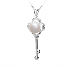 8-9mm AAA Quality Freshwater Cultured Pearl Pendant in Key White
