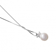 8-9mm AAA Quality Freshwater Cultured Pearl Pendant in Crown White
