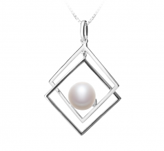 8-9mm AAA Quality Freshwater Cultured Pearl Pendant in Lilian White
