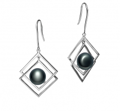 8-9mm AAA Quality Freshwater Cultured Pearl Earring Pair in Lilian Black